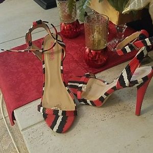 Strappy Snake Print Shoes